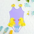 thumbnail image 2 of Xudanell Toddler Girl Swimsuit Yellow Print Pool Swimsuit Fashionable Cute Sling Breathable Girl Bathing Suit 6-12 Months Purple, 2 of 3