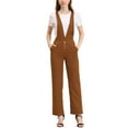 thumbnail image 1 of INSPIRAR CHIC Mono de Mujer Pantalones de Pierna Ancha con Bolsillos Laterales Tirantes Largos Color Marrón, 1 of 7