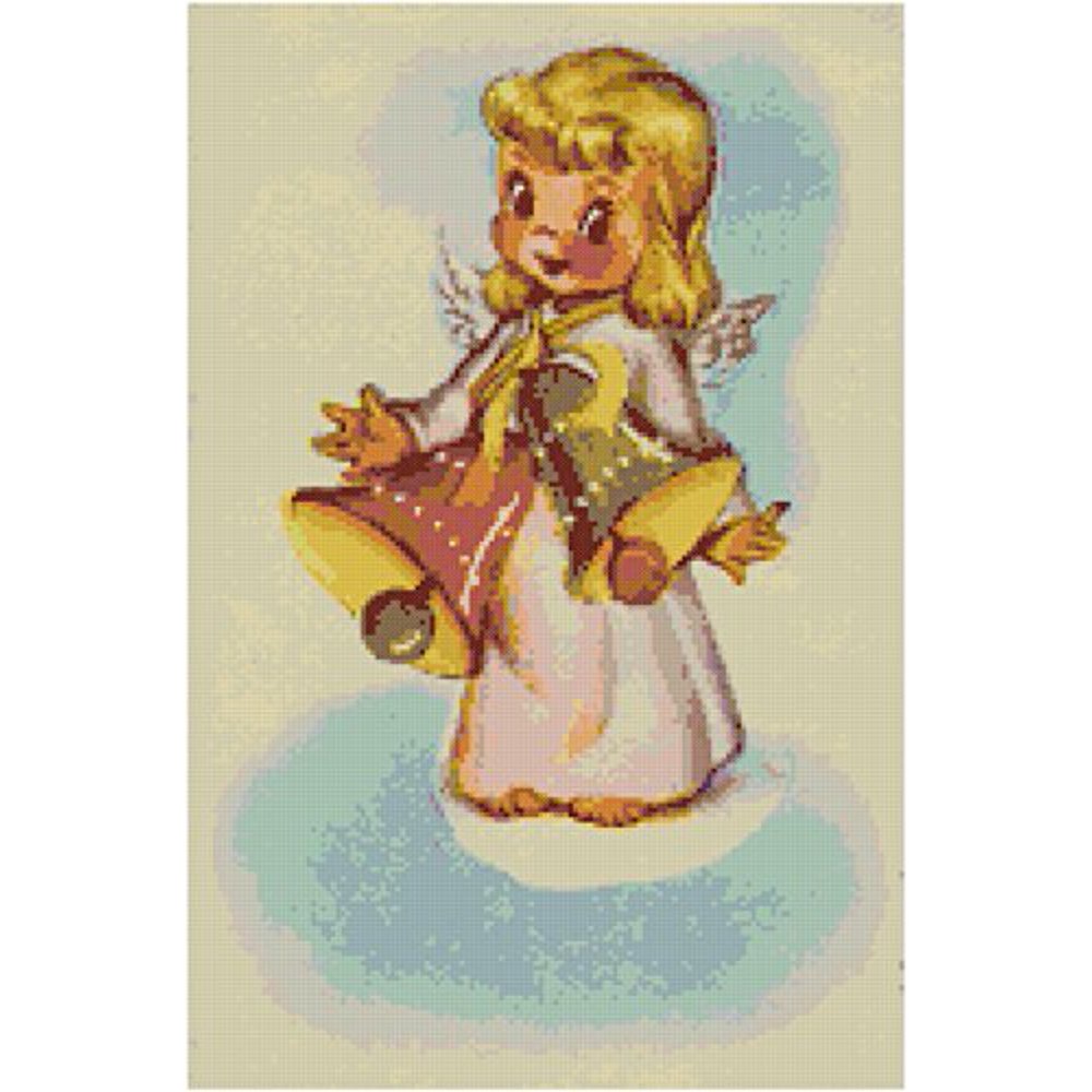 Vintage Christmas Angel Counted Cross Stitch Pattern