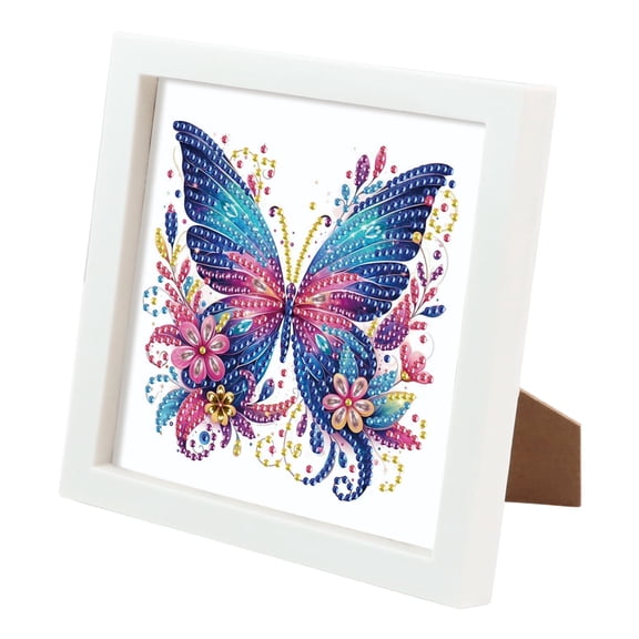 Diamond Painting Kit with Frame Beautiful Butterfly Special Shape Creative Diamond Art For Home Decor and Gifts 6.69 x 6.69 in