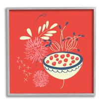 Stupell Industries Red Botanical Seeds Botanical & Floral Painting Gray Framed Art Print Wall Art, 24 x 24