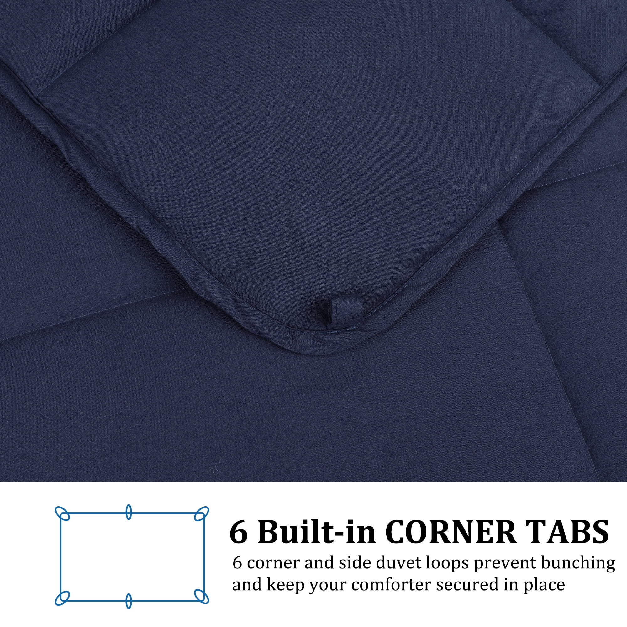 Unique Bargains Quilt Soft Lightweight Down Alternative Comforter Navy Blue King