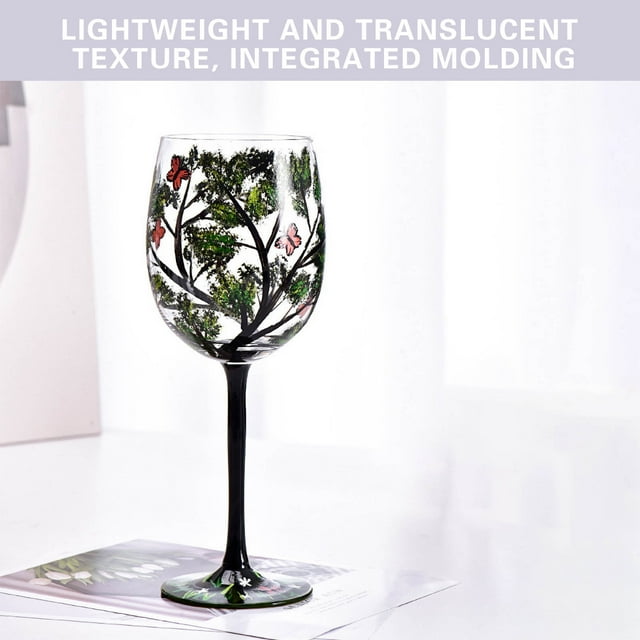 Verre à Vin Personnalisé Arbre Verre à Vin Peint à la Main Arbre Coloré Verre Coloré Anniversaire Mariage Saint-Valentin Verres à Vin Uniques
