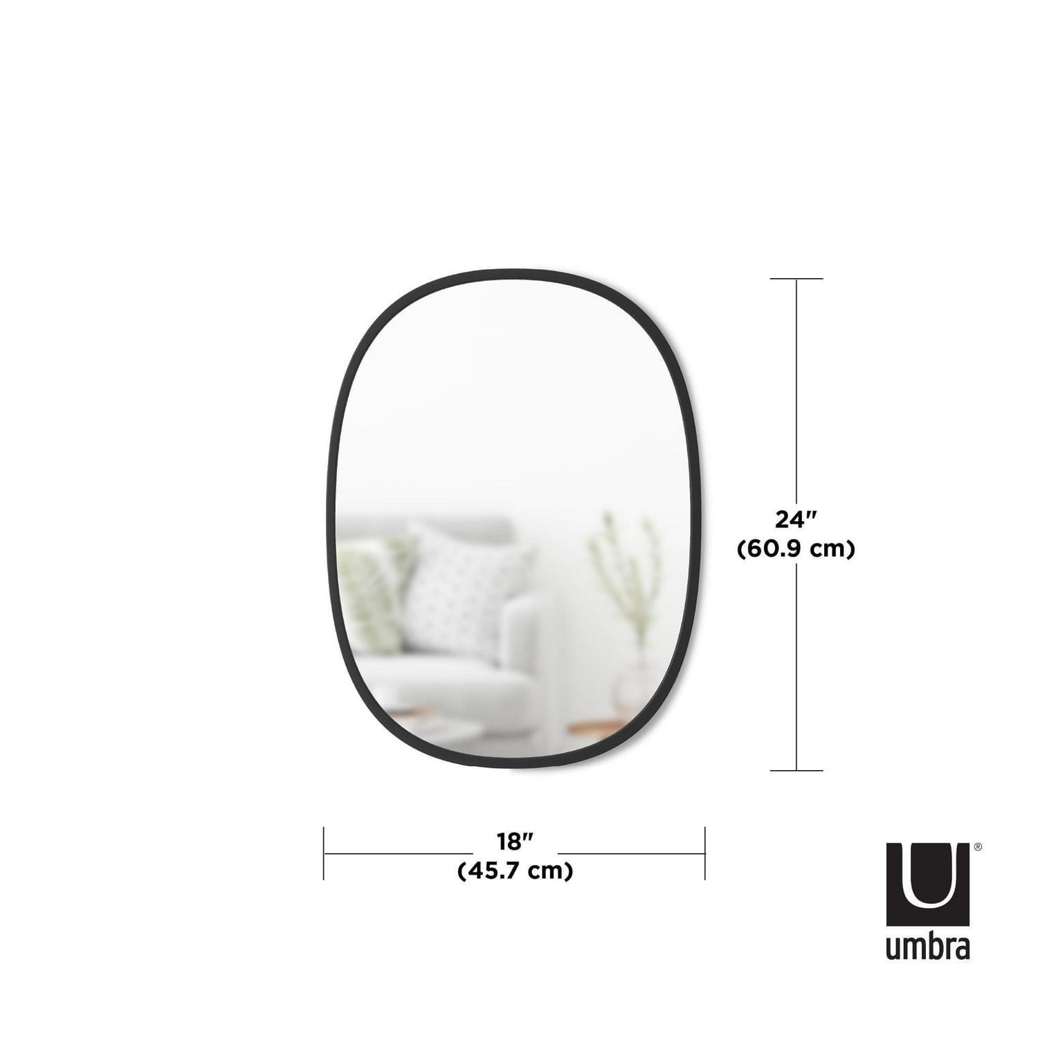 Umbra Hub Oval Wall Mirror,Black