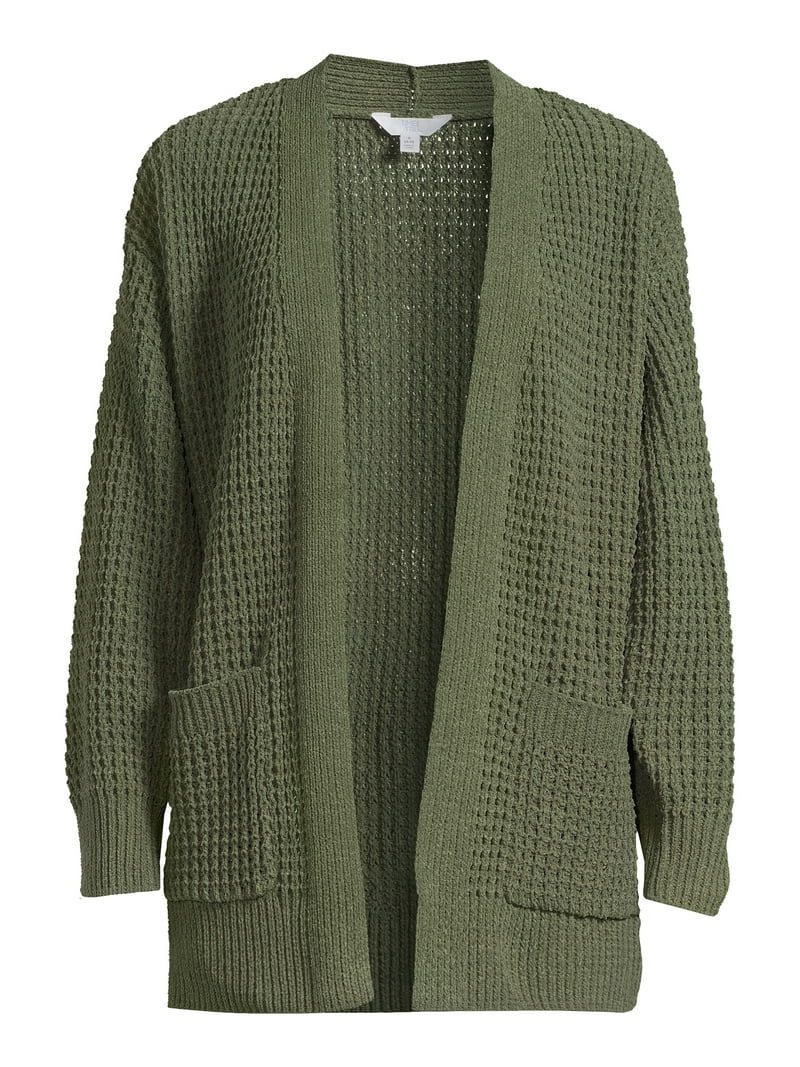 トップス 96AW STONE  CHENILLE KNIT CARDIGAN Time and Tru Women's Chenille Waffle Knit Cardigan - Walmart.com