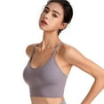 thumbnail image 4 of Baywell Women's Y Back Sports Bras Spaghetti Strap A–D Cups Low Impact Racerback Padded Yoga Running Workout Bra Purple S-2XL, 4 of 10