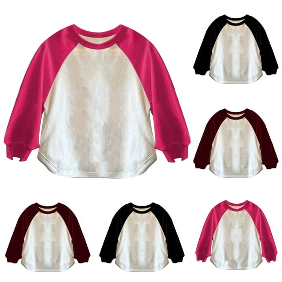Jinhomg Toddler Boys Girls T-shirts Kids Raglan Long Sleeve Cotton Tees Lightweight Crewneck Sweatshirt Black 10 Years
