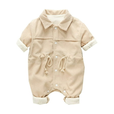 

Snap Front Romper Baby Toddler Babys Girls Boys Thick Warm Jumpsuit Draw String Pure Color