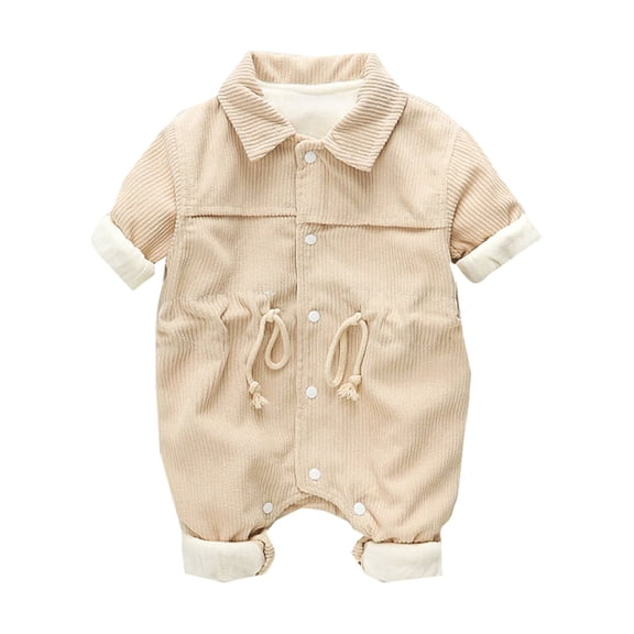 FAOWME Toddler Baby Girls Boys Thick Warm Jumpsuit Onesie Drawstring Solid Color White 3-6 Months