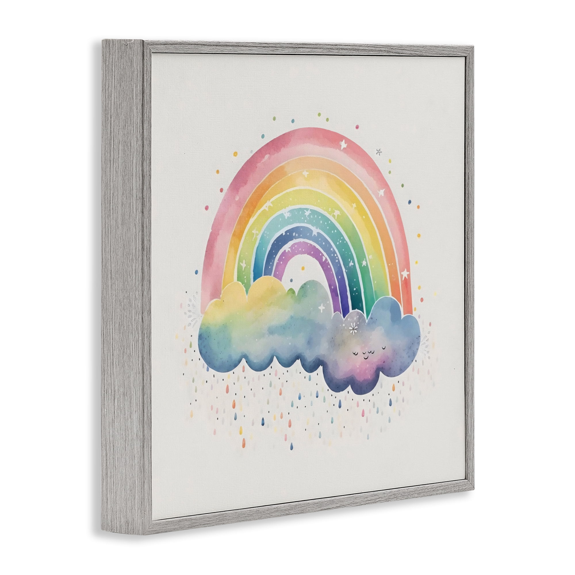 Stupell Industries Bright Boho Rainbow & Stars Gray Framed Giclee Art, design by Creative Studio