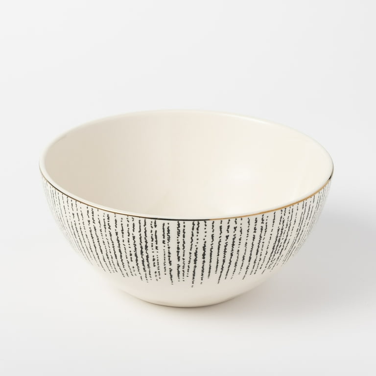 Thyme & Table Assorted Dot & Riley Collection, 2-Piece Stoneware Large Bowls