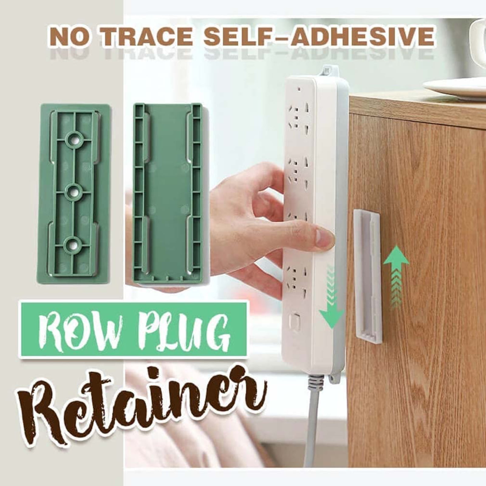 4/8PCS No Trace Self-Adhesive Row Plug Retainer,Cable Organizer,Punch Free Wall Mounted Self Adhesive Power Strip Fixator,Traceless Wall-Mounted Socket Holder 4PCS