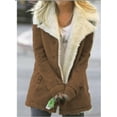 thumbnail image 3 of Women Plus Size Warm Coats Composite Plush Button Lapels Jacket Outwearcoat, 3 of 11