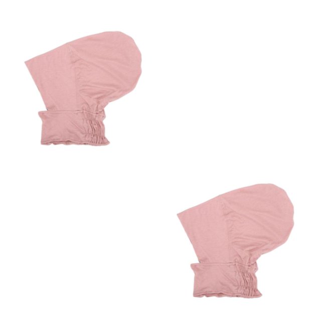 Guardurnaity Sombrero musulmán hecho de fibra de algodón: banda elástica y turbante que absorbe el sudor agradable a la piel Rosa multicolor meñique 2Conjunto