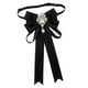 thumbnail image 5 of Pajarita de mujer para camisa, uniforme, accesorios de ropa, pajarita con pedrería Negro, 5 of 9