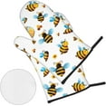 thumbnail image 3 of peyaoo Cartoon Bee Pattern Oven Mitts and Pot Holders Sets for Kitchen 4 Pcs 7""X11"" Heat Resistant Baking Cooking, 3 of 6