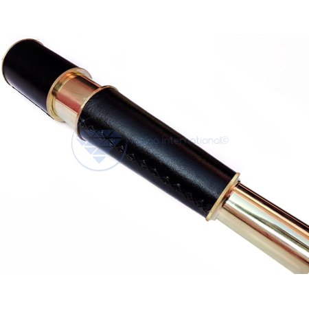 Nagina International Deluxe Nautical Pirate Boat Brass Spyglass with Functional Optical Zooms & Genuine Rosewood Storing Case Anchor Emblem Inlaid (32 Inches, Polished Brass)