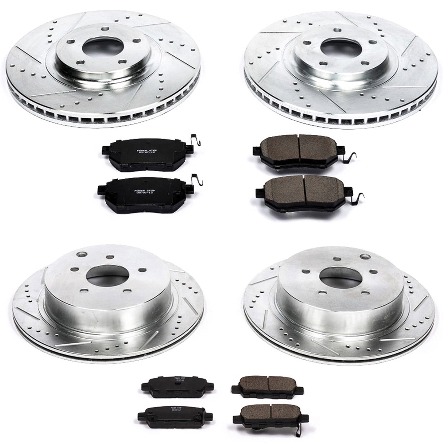 PowerStop Front and Rear Z23 Evolution Sport Carbon-Fiber Ceramic Brake Pad and Drilled & Slotted Rotor Kit Fits: INFINITI NISSAN Select Models K2767