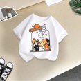 thumbnail image 2 of NINGMENG Hauts et T-Shirts pour Filles, Imprimé Graphique Mignon de Chat, Col Rond, Manches Courtes, Décontracté, Blanc, 11-12 Ans, 2 of 4