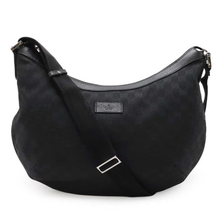 Pre-Owned GUCCI Gucci GG canvas shoulder bag leather black 189752 (Good)