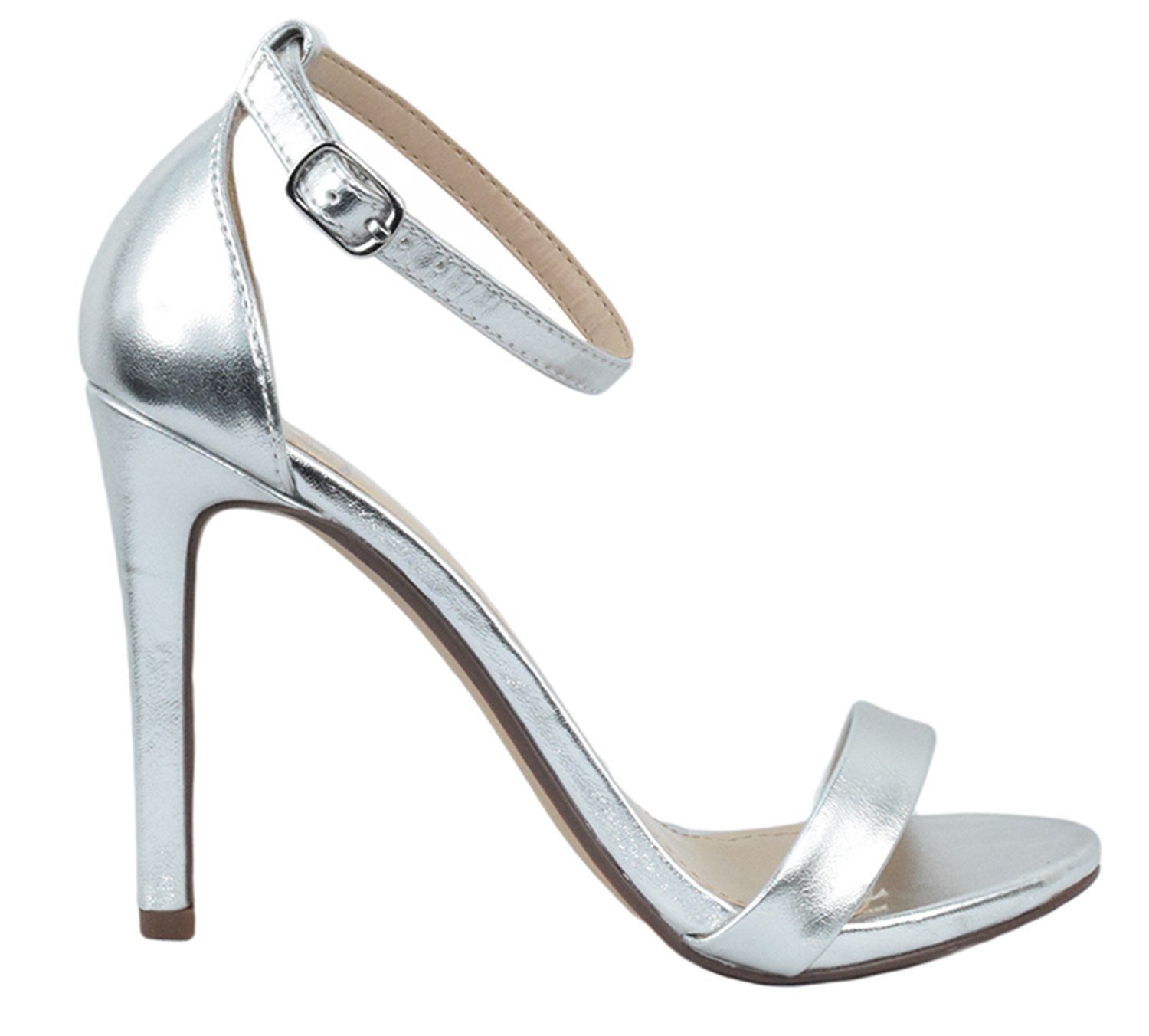 Delicious Shoes Women Ankle Strap High Heel Open Toe Formal/Casual Dress Sandals JAIDEN Metallic Silver 8 - image 2 of 2