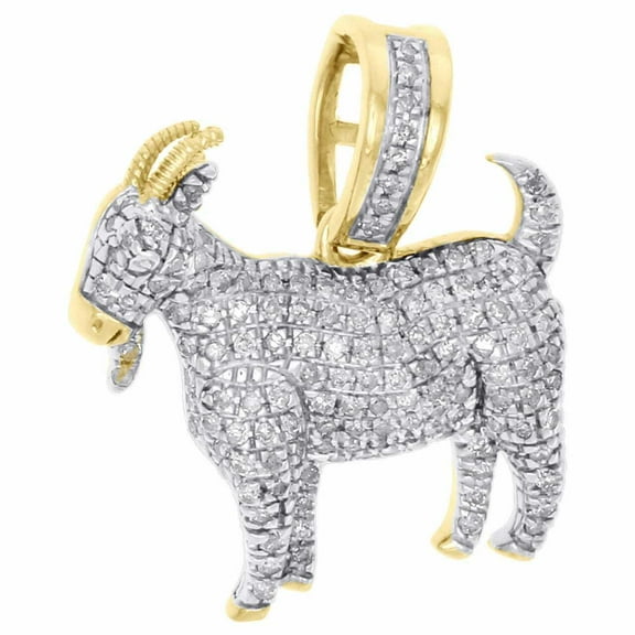 1.50 CT Round Cut Cubic Zirconia Mens Goat Pendant 14K Yellow Gold Over Silver Charm