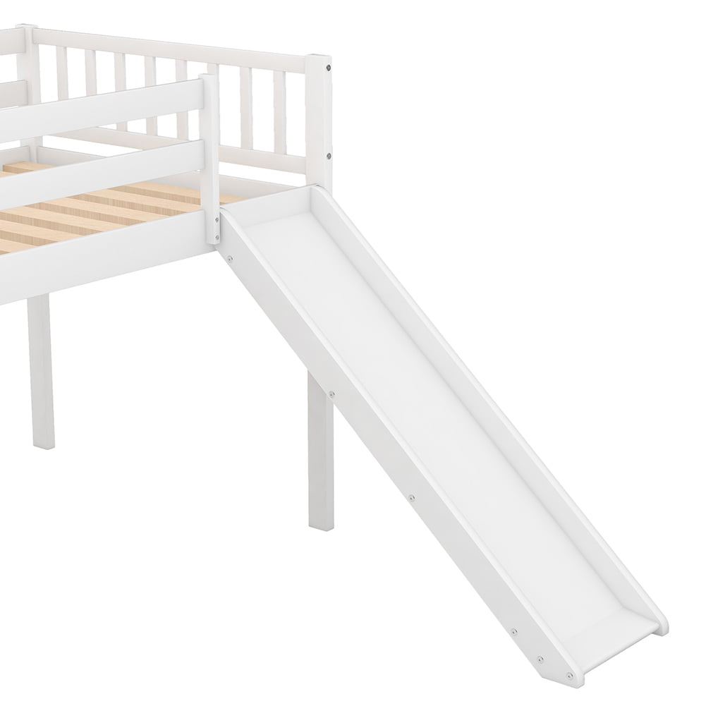 Kadyn Twin Mood Loft Bed with Adjustable Slide, Multifunctional Design, White