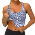 thumbnail image 4 of Haiem Blue And White Porcelain Chinaware Pattern Womens Sports Bra - U Neck Padded Low Impact Yoga Bra Workout Crop Top Gym Moisture-Wicking Workout Vest -X-Large, 4 of 9