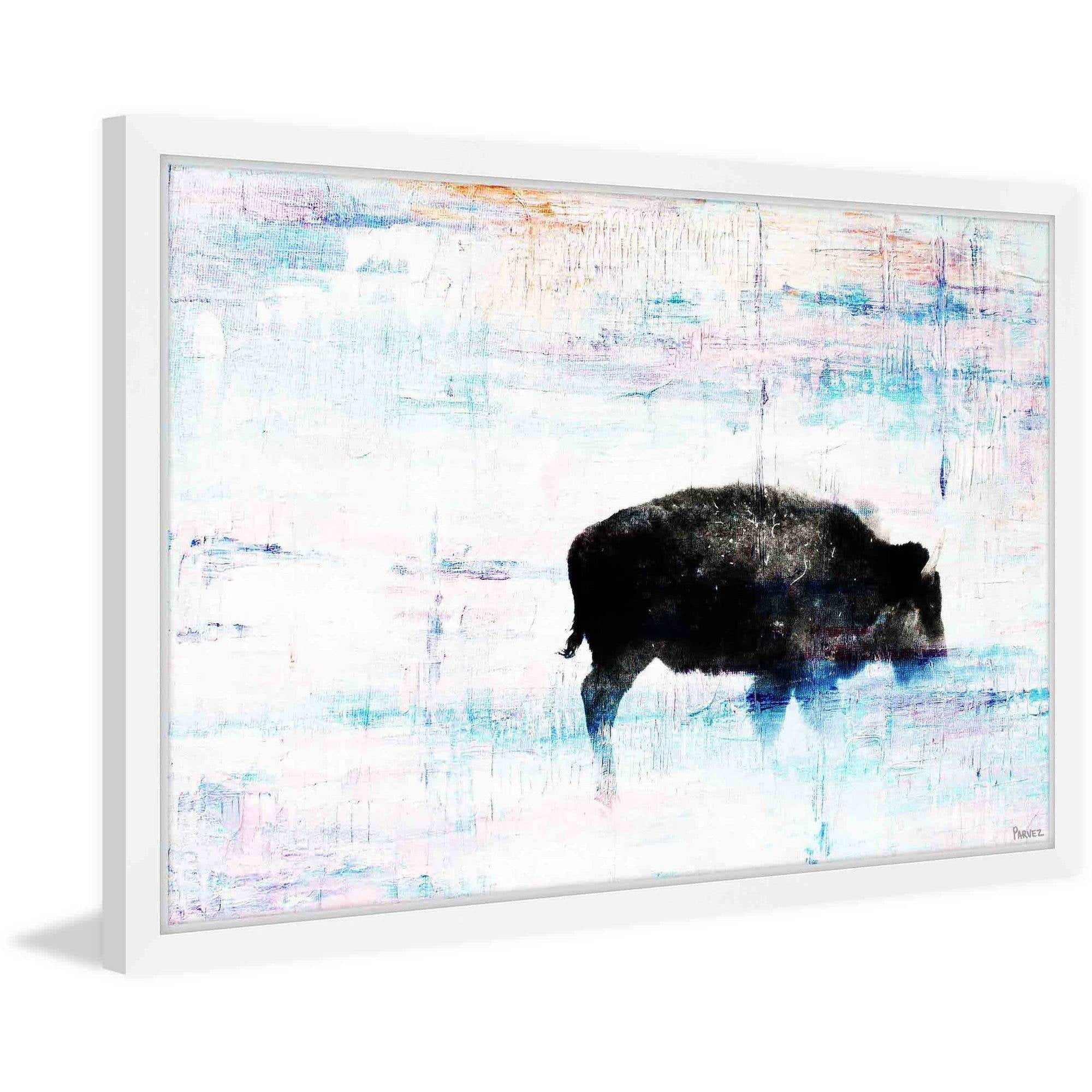 Parvez Taj "The Buffalo Knows" Framed Painting Print