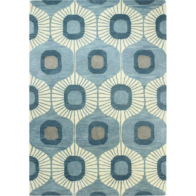 Bashian S185-LBL-8X10-ST103 Chelsea Collection Geometric Contemporary 100 Percent Wool Hand Tufted Area Rug, Light Blue - 7 ft. 6 in. x 9 ft. 6 in.