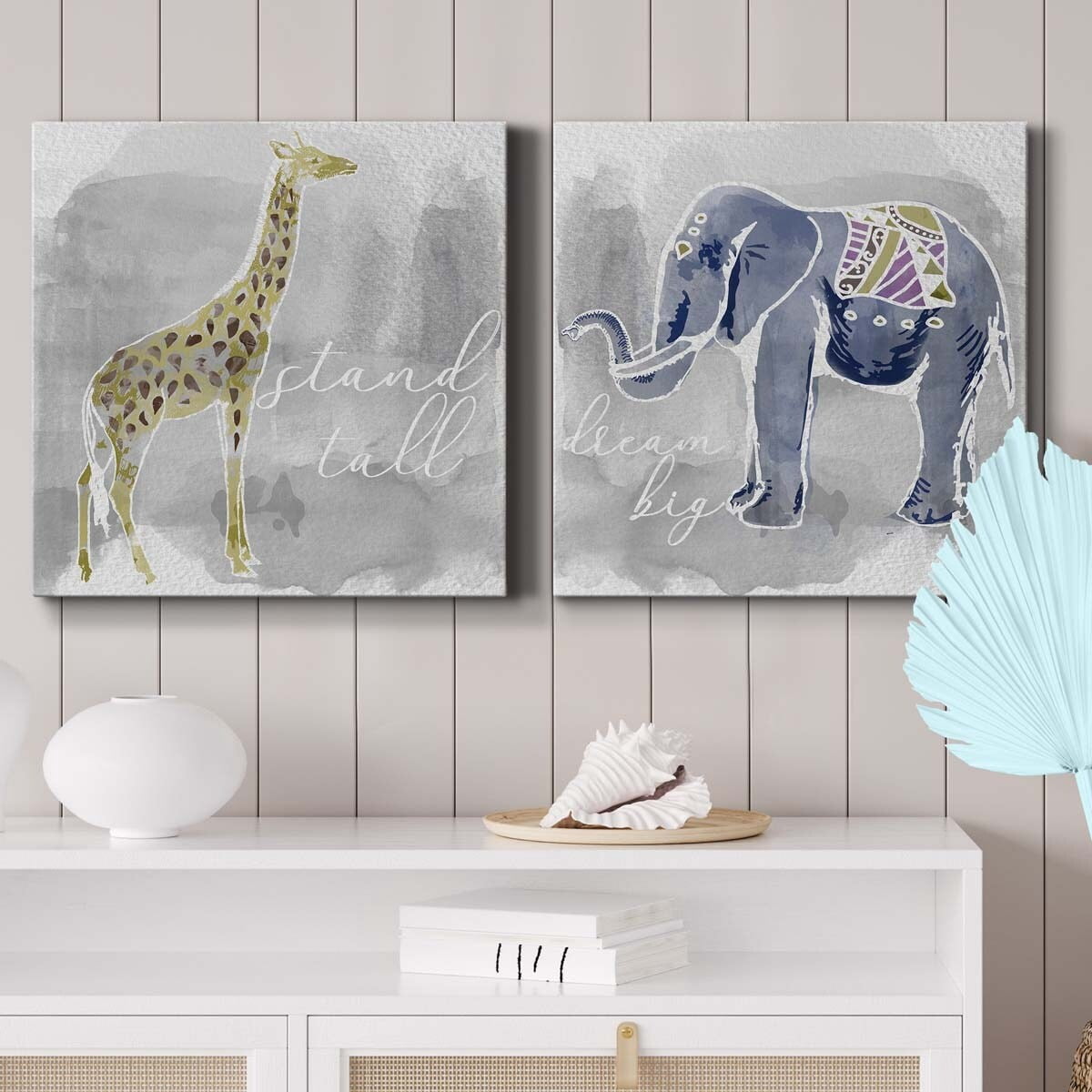 Boho Bouquet I - Premium Gallery Wrapped Canvas - Ready to Hang Set of 2 - 32 x 32 Each