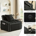 thumbnail image 3 of Lecut Convertible Sleeper Sofa Bed, Modern Pull Out Sofa Bed w/Adjustable Backrest, 3 in 3 Velvet Sleeper Chair w/Cup Holders and USB Ports, Phone Holder and Pillows, for Bedroom, Living Room, Black, 3 of 8
