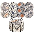 thumbnail image 1 of Anmrize Ensemble de 8 sous-Verres à Rayures, Dessous de Verre Carré, Ensemble de sous-Verres Absorbants, Décoration de Table, sous-Verre avec Support de Rangement, Ensemble de sous-Verres Carrés à Rayures avec Support, Tapis pour Gobelet Absorbant, A, 1 of 7