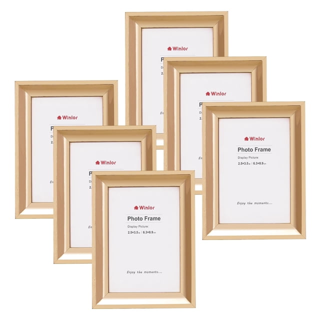 Set de 6 Portarretratos Winlor Mini 6x9 cm para Pared o Mesa en Dorado