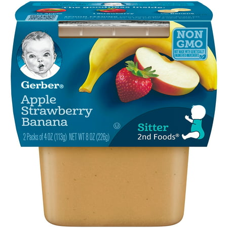 Gerber 2nd Foods Apple Strawberry Banana Baby Food, 4 oz. Tubs, 2 Count (Pack of (Best Jarred Baby Food)