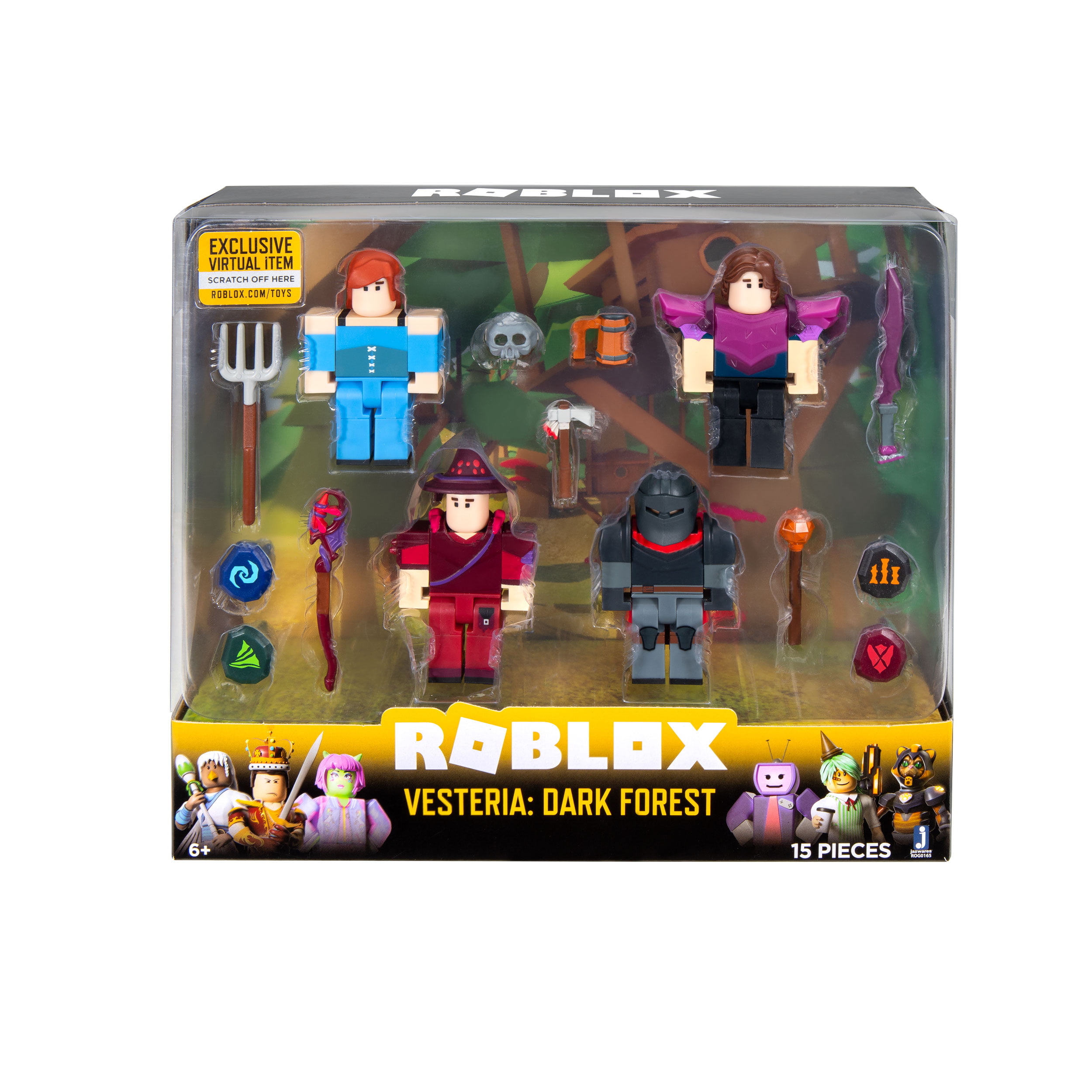 Roblox Celebrity Collection Vesteria Dark Forest Four Figure Pack Includes Exclusive Virtual Item Walmart Com Walmart Com - roblox vesteria how to get lantern