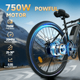thumbnail image 7 of 26" Electric Bike for Adults, ebike 750W Peak Power Motor, 35Miles 20MPH Electric Mountain Bike with 432Wh Removable Battery, 7-Speed,UL 2849, 7 of 7