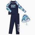 thumbnail image 1 of Gubotare Toddler Bathing Suit Boy Boys Rash Guard Swimsuits Set for Boys 2 Piece Long Sleeve Swim Shirts Quick Dry Bathing Suits with Trunks 2T 3T,Dark Blue, 1 of 8
