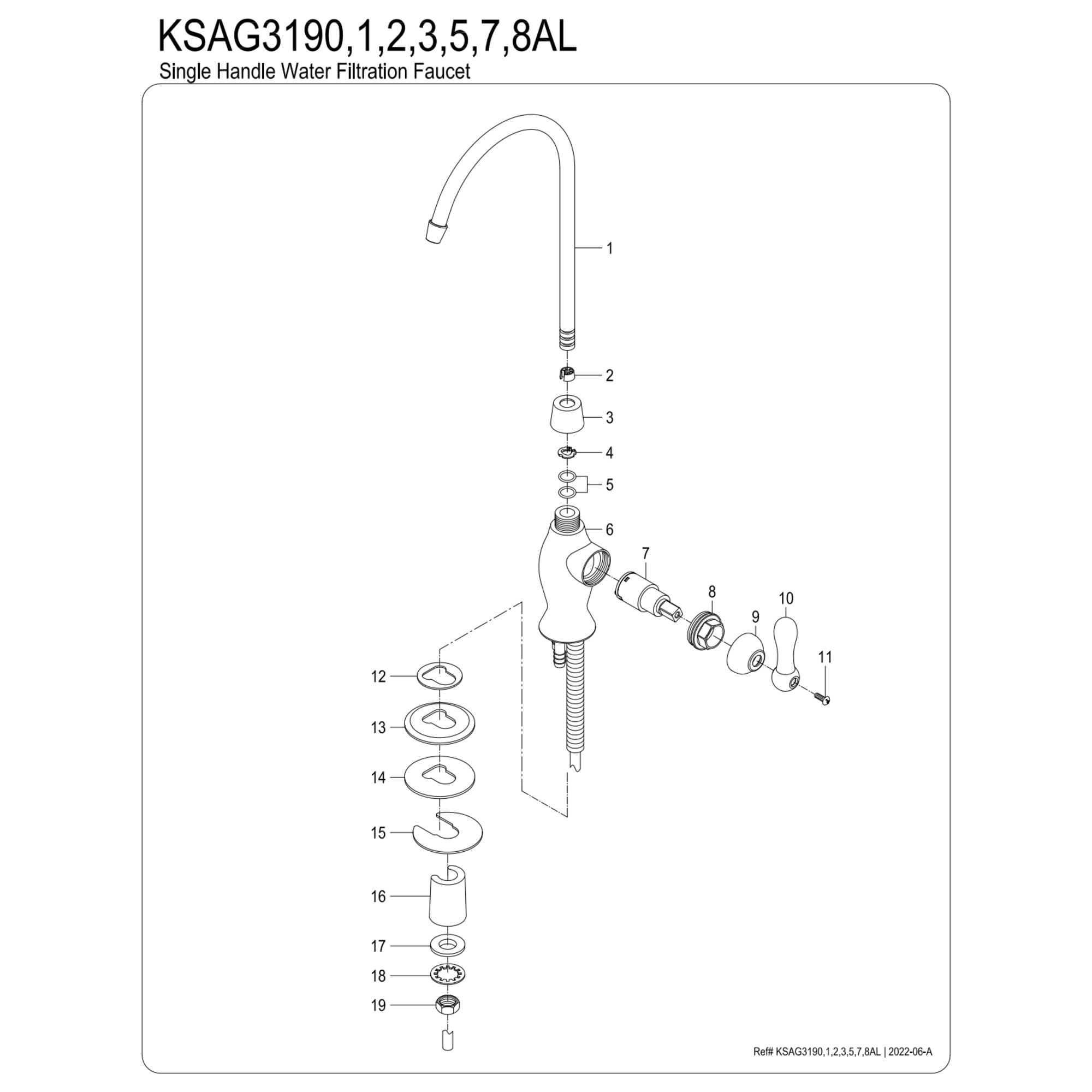 Kingston Brass KSAG3192AL Restoration Single-Handle 1-Hole Deck Mount Water Filtration Faucet in Polished Brass