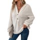 thumbnail image 3 of Sudadera con Capucha de Larga de Punto Gofre para Mujer, con Cordón, Botones, Cuello en V, Informal, con Capucha. XXL, 3 of 9