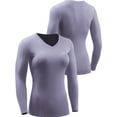 thumbnail image 5 of NELEUS Womens Compression Shirts Workout Yoga T Shirt V Neck Long Sleeve 3 Pack,Blackish Green+Purple+Light Pink,US Size L, 5 of 6