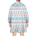 thumbnail image 2 of Wearable Oversized Blanket,Blue and Red Christmas Pattern Wearable Blanket Hoodie for Adults,Cozy Hooded Blankets with Super Pockets,Super Warm Fuzzy Pullover for Women & Men, 2 of 6