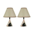 thumbnail image 1 of Set of 2 Cold Cast Resin Table Lamps: Mama Black Bear and Cub in Teepee-Style Tent - Perfect for Cozy Living Spaces, Bedrooms, and Cabins - 19 Inches High, 1 of 4