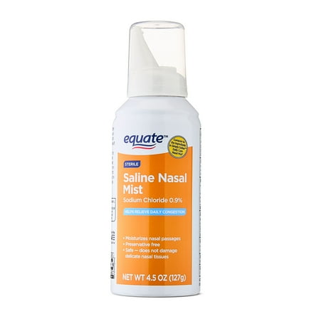 Equate Saline Nasal Mist Spray for Nasal Congestion, 4.5 fl oz, Compare to the Ingredients in Simply Saline™ Daily Care Nasal Mist