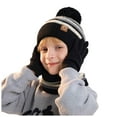 thumbnail image 4 of Splozh Toddler Winter Beanie Hat Winter Hat Scarf Gloves Set Knit Hat Fleece Lined for Child Black,4-10 Years, 4 of 9