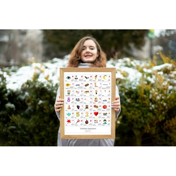 YIDDISH Alphabet POSTER Print With Words And English Translations (16 x 20 inches)