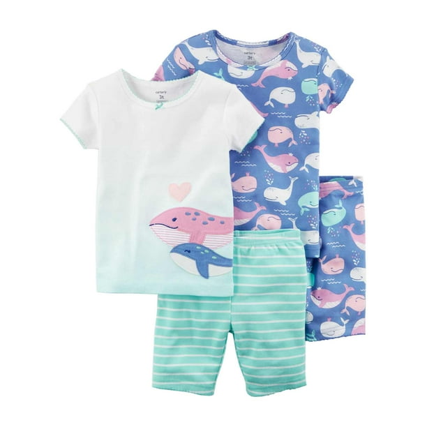 Carter's Carters Toddler Girls 4pc Whale Pajamas Cotton Fish Sleep