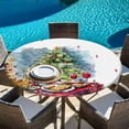 thumbnail image 5 of Christmas Round Tablecloth 55-60 Inch Round Fitted Table Cloth with Elastic Edge, Xmas Tree Watercolor Food Red Green Blue Waterproof Table Cover Protector for Outdoor Picnic Party Dining, 5 of 6