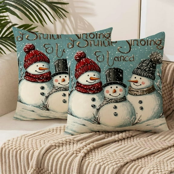 nygtbtfer Christmas Throw Pillow Covers Farmhouse Decorations Grey Buffalo Plaid Snowman Merry Christmas Winter Holiday Pillow Cases for Home Couch Style A