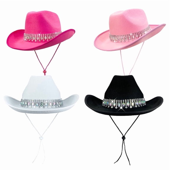 Fashion Women's Cowgirl Hat Western Cosplay Cowboy Hat Retro Unisex Sequin Wide Brim Bachelorette Party Hat Cowboy Hat